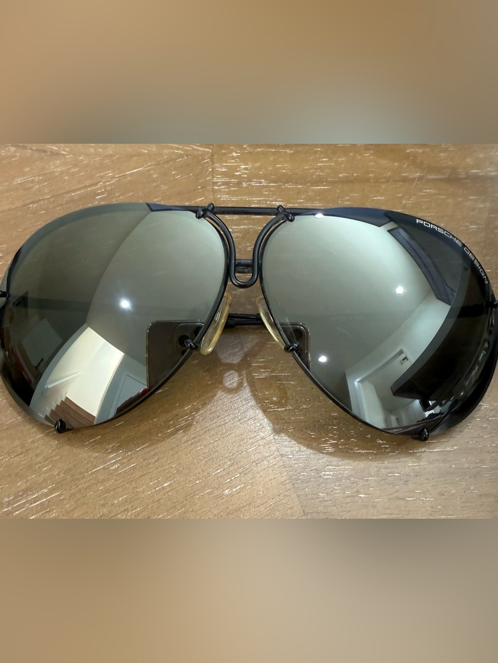 Authentic Porsche Design Aviator Sunglasses in Mirrored Gray